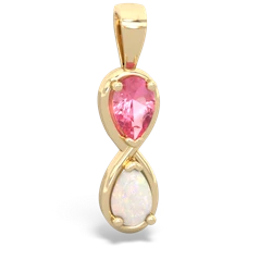 Lab Pink Sapphire Infinity 14K Yellow Gold pendant P5050