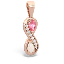 Lab Pink Sapphire Diamond Infinity 14K Rose Gold pendant P5390