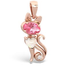 Lab Pink Sapphire Kitten 14K Rose Gold pendant P5780