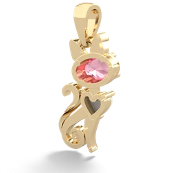 Lab Pink Sapphire Kitten 14K Yellow Gold pendant P5780