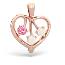 Lab Pink Sapphire Glowing Heart 14K Rose Gold pendant P2233