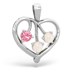 Lab Pink Sapphire Glowing Heart 14K White Gold pendant P2233