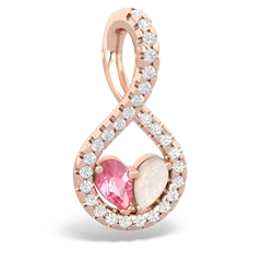 Lab Pink Sapphire Pave Twist 'One Heart' 14K Rose Gold pendant P5360