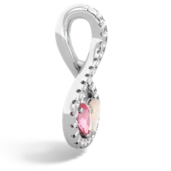 Lab Pink Sapphire Pave Twist 'One Heart' 14K White Gold pendant P5360