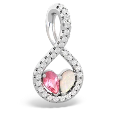 Lab Pink Sapphire Pave Twist 'One Heart' 14K White Gold pendant P5360