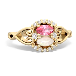 Lab Pink Sapphire Love Nest 14K Yellow Gold ring R5860