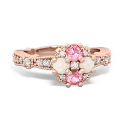 Lab Pink Sapphire Sparkling Tiara Cluster 14K Rose Gold ring R26293RD