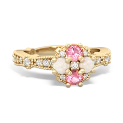 Lab Pink Sapphire Sparkling Tiara Cluster 14K Yellow Gold ring R26293RD