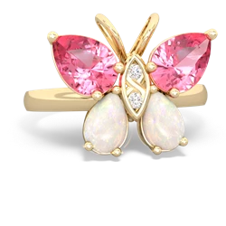 Lab Pink Sapphire Butterfly 14K Yellow Gold ring R2215