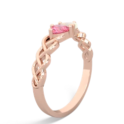 Lab Pink Sapphire Heart To Heart Braid 14K Rose Gold ring R5870