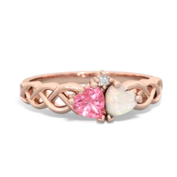 Lab Pink Sapphire Heart To Heart Braid 14K Rose Gold ring R5870