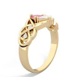 Lab Pink Sapphire Keepsake Celtic Knot 14K Yellow Gold ring R5300