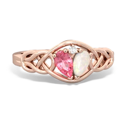 Lab Pink Sapphire Celtic Love Knot 14K Rose Gold ring R5420