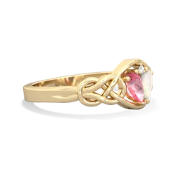 Lab Pink Sapphire Celtic Love Knot 14K Yellow Gold ring R5420