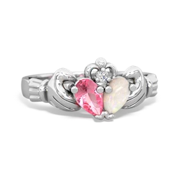 Lab Pink Sapphire 'Our Heart' Claddagh 14K White Gold ring R2388