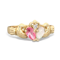 Lab Pink Sapphire 'Our Heart' Claddagh 14K Yellow Gold ring R2388