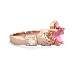 Lab Pink Sapphire Claddagh Keepsake 14K Rose Gold ring R5245