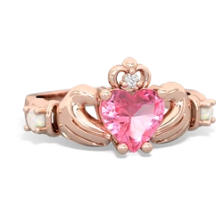 Lab Pink Sapphire Claddagh Keepsake 14K Rose Gold ring R5245