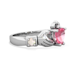 Lab Pink Sapphire Claddagh Keepsake 14K White Gold ring R5245