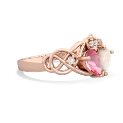 Lab Pink Sapphire 'One Heart' Celtic Knot Claddagh 14K Rose Gold ring R5322