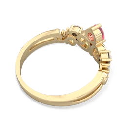 Lab Pink Sapphire Crown Keepsake 14K Yellow Gold ring R5740