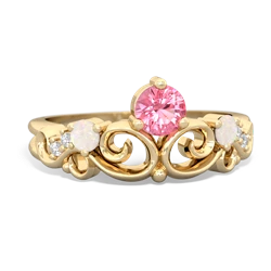Lab Pink Sapphire Crown Keepsake 14K Yellow Gold ring R5740