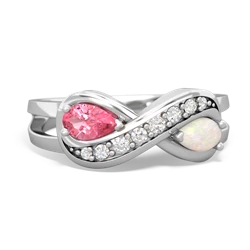 Lab Pink Sapphire Diamond Infinity 14K White Gold ring R5390