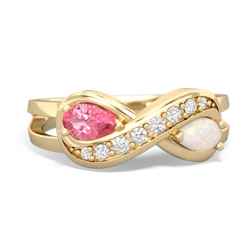 Lab Pink Sapphire Diamond Infinity 14K Yellow Gold ring R5390