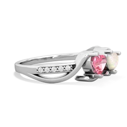 Lab Pink Sapphire Side By Side 14K White Gold ring R3090