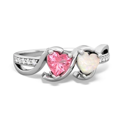 Lab Pink Sapphire Side By Side 14K White Gold ring R3090