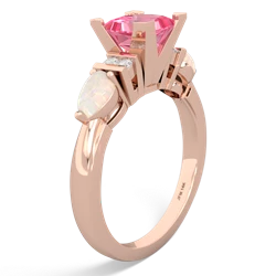 Lab Pink Sapphire 6Mm Princess Eternal Embrace Engagement 14K Rose Gold ring C2002