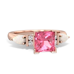 Lab Pink Sapphire 6Mm Princess Eternal Embrace Engagement 14K Rose Gold ring C2002