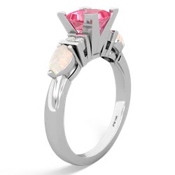 Lab Pink Sapphire 6Mm Princess Eternal Embrace Engagement 14K White Gold ring C2002