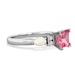 Lab Pink Sapphire 6Mm Princess Eternal Embrace Engagement 14K White Gold ring C2002