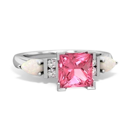 Lab Pink Sapphire 6Mm Princess Eternal Embrace Engagement 14K White Gold ring C2002