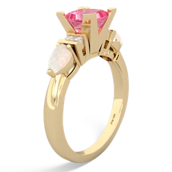 Lab Pink Sapphire 6Mm Princess Eternal Embrace Engagement 14K Yellow Gold ring C2002