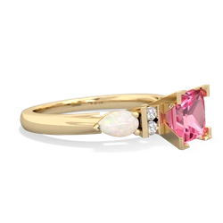 Lab Pink Sapphire 6Mm Princess Eternal Embrace Engagement 14K Yellow Gold ring C2002