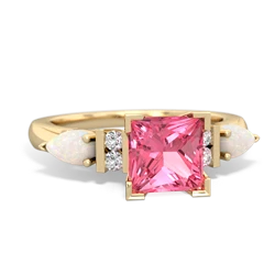 Lab Pink Sapphire 6Mm Princess Eternal Embrace Engagement 14K Yellow Gold ring C2002