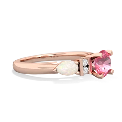 Lab Pink Sapphire 6Mm Round Eternal Embrace Engagement 14K Rose Gold ring R2005