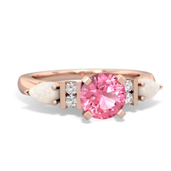 Lab Pink Sapphire 6Mm Round Eternal Embrace Engagement 14K Rose Gold ring R2005