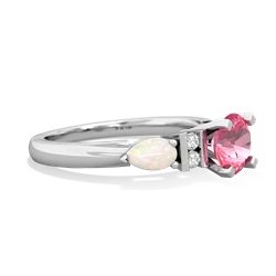 Lab Pink Sapphire 6Mm Round Eternal Embrace Engagement 14K White Gold ring R2005