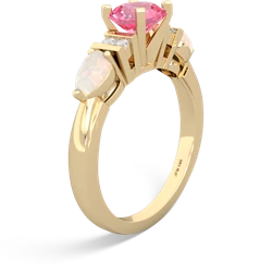 Lab Pink Sapphire 6Mm Round Eternal Embrace Engagement 14K Yellow Gold ring R2005