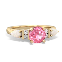 Lab Pink Sapphire 6Mm Round Eternal Embrace Engagement 14K Yellow Gold ring R2005