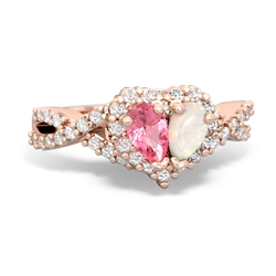 Lab Pink Sapphire Diamond Twist 'One Heart' 14K Rose Gold ring R2640HRT