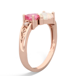 Lab Pink Sapphire Snuggling Hearts 14K Rose Gold ring R2178