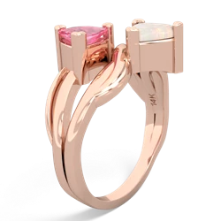 Lab Pink Sapphire Split Band Swirl 14K Rose Gold ring R2341