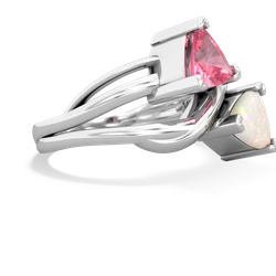 Lab Pink Sapphire Split Band Swirl 14K White Gold ring R2341