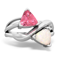 Lab Pink Sapphire Split Band Swirl 14K White Gold ring R2341