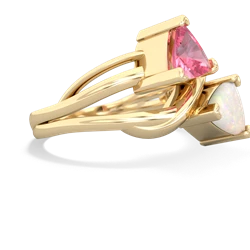 Lab Pink Sapphire Split Band Swirl 14K Yellow Gold ring R2341