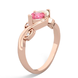 Lab Pink Sapphire Floral Elegance 14K Rose Gold ring R5790